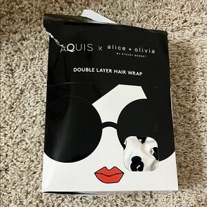 Alice + Olivia Double Layer Hair Wrap - Black and White